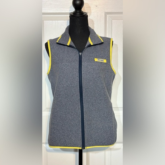 Columbia Gray and Yellow Performance Fishing Gear Full Zip Fleece Vest - Size M - Picture 1 of 11